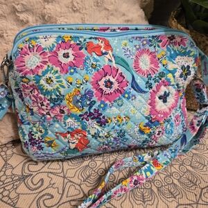 Ariel Themed Quilted Crossbody Bag - Light Blue & Pink Vera Bradley - Disney